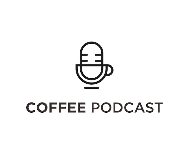 コーヒー ポッド キャスト ロゴ デザイン ベクトル図