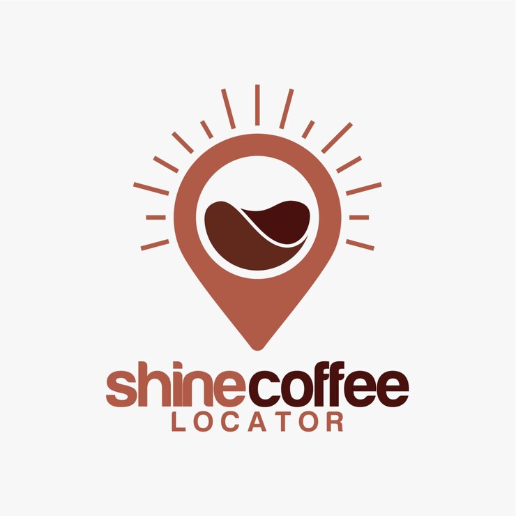 Дизайн логотипа Coffee Point, векторный иллюстратор шаблона логотипа Shine coffee Locator