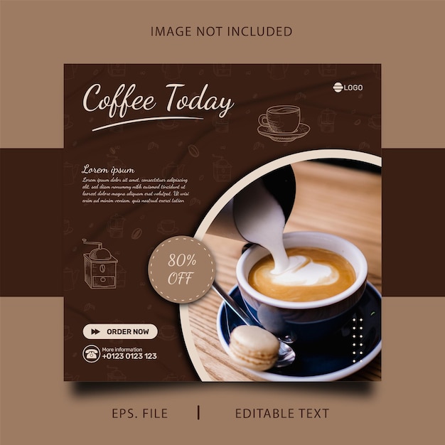 кофе плакат продажа продвижение в социальных сетях и instagram баннер плакат пост шаблон дизайн