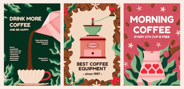 コーヒーのポスター オーガニック・ホット・ドリンク ミニマリスト・ブックレット・カバーデザイン 液体チョコレート・フローと豆のカフェ・フライヤー ビンテージ・グッドモーニング・イン・バー ベクトル・バックグラウンド カフェのホット・バナーイラスト