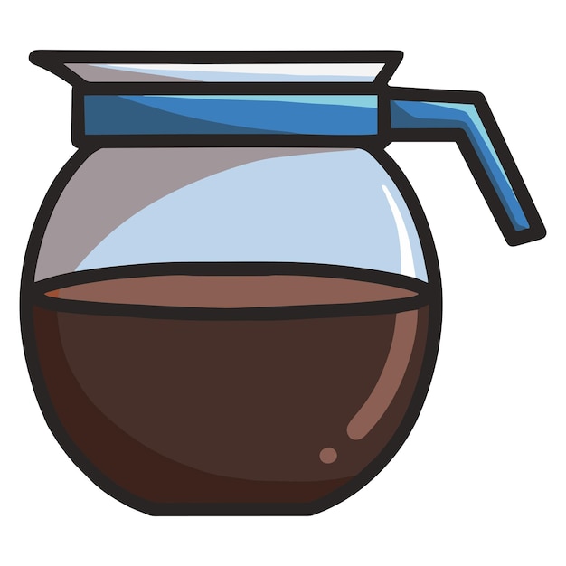 Coffee Pot for Coffee Set Illustration Cartoon Flat Style