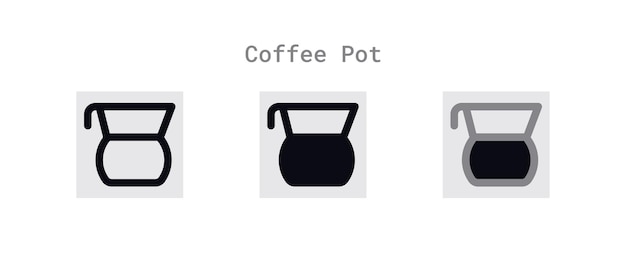 Coffee pot icons set