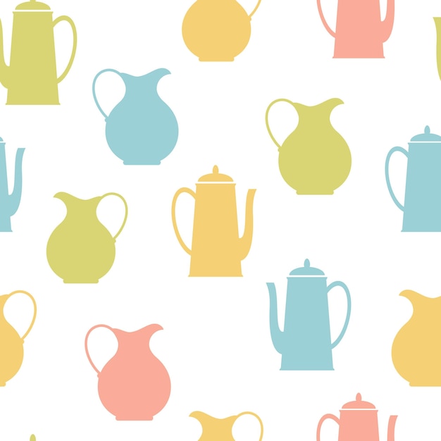 Coffee pots and jugs on a white background