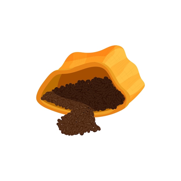 Coffee powder in paper bag icon in cartoon style isolated on white background