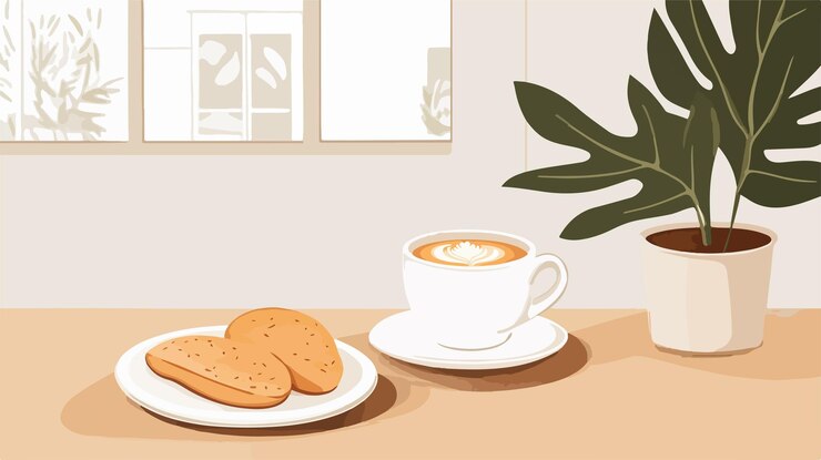 Vector コーヒーパウダーステッカー 包装デザインのフラットベクトルイラスト