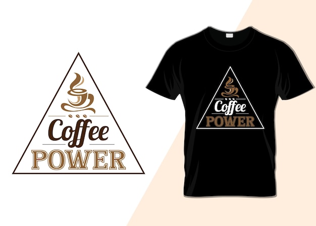 Вектор Футболка с типографикой coffee power