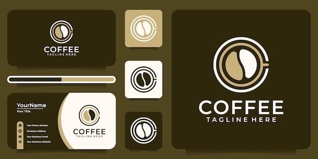 Ispirazione per il design vettoriale del logo dei semi di caffè