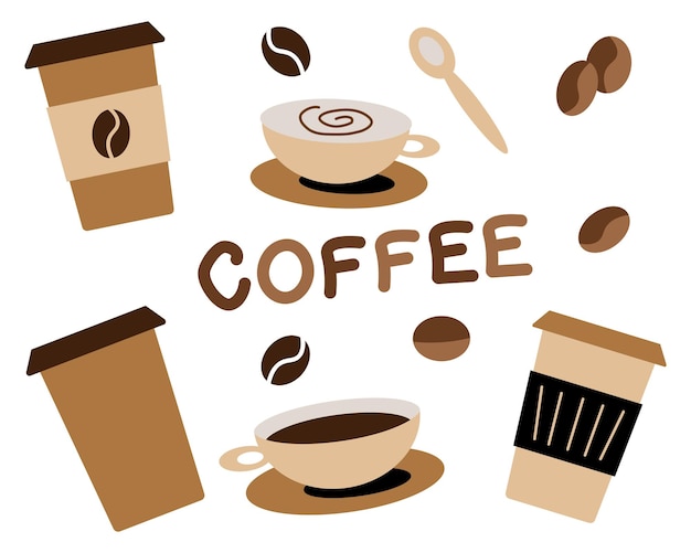 Coffee set colored vector