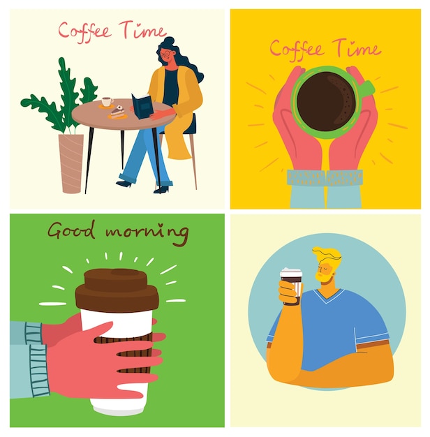 Coffee set illustrations.