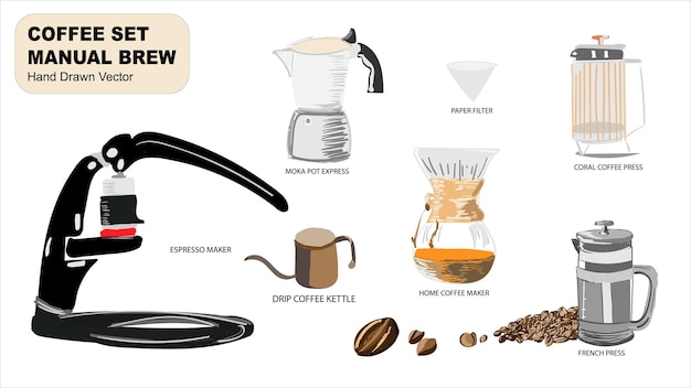 コーヒーセット メーカーへの機械とツール