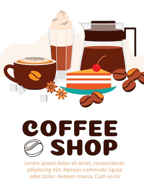 Coffee shop advertisement with beautiful elements for cafe.