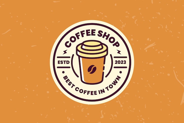 Vector coffee shop badge logo design template in vintage or retro style