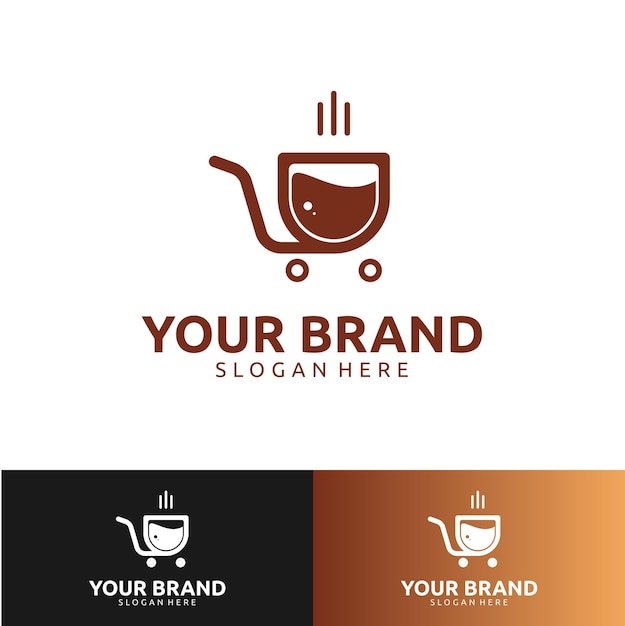 Vector coffee shop cart logo design