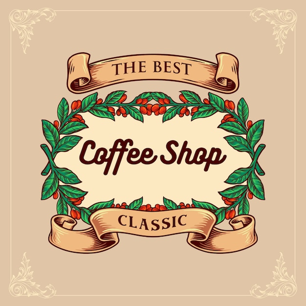 Vettore coffee shop classic con nastro vintage