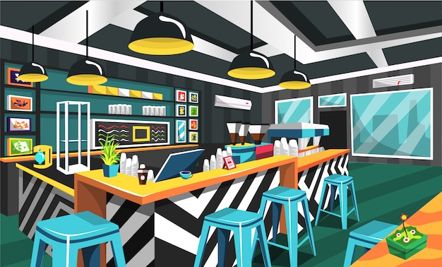 Vector coffee shop clean modern style