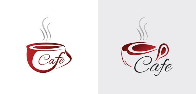 Vector coffee shop cup logo cafe love design template