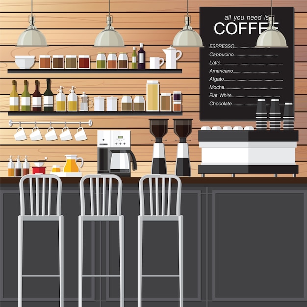 Vector coffee shop design loft