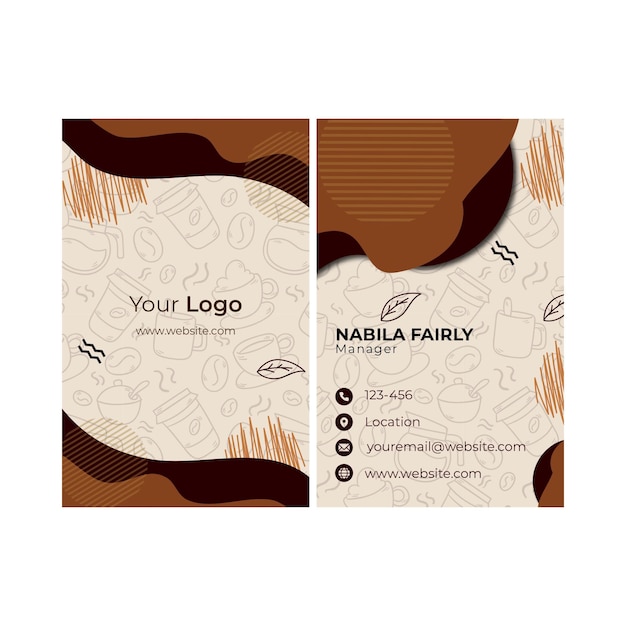 Vector coffee shop double-sided business card