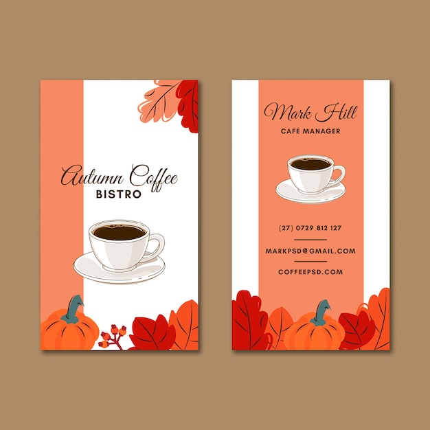 Vector coffee shop double-sided business card