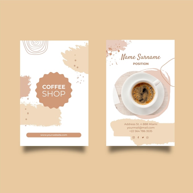 Vector coffee shop double-sided business card