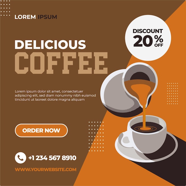 Coffee shop drink menu promotion social media post banner template