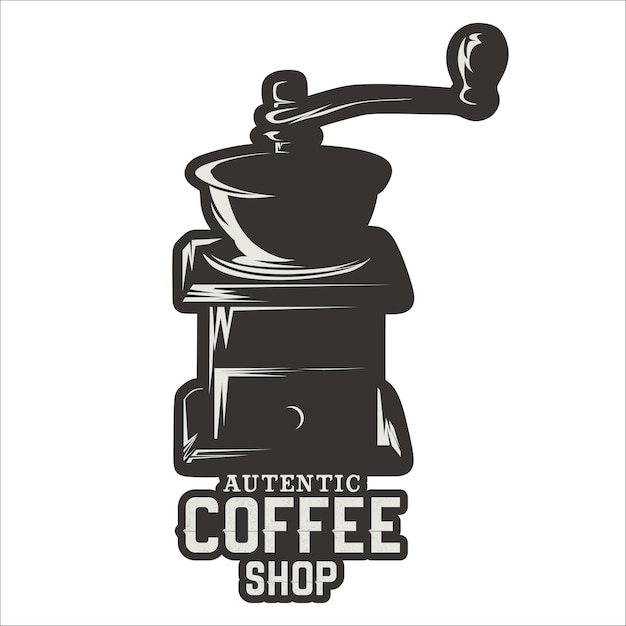 Vettore logo dell'emblema della caffetteria in stile vintage in bianco e nero