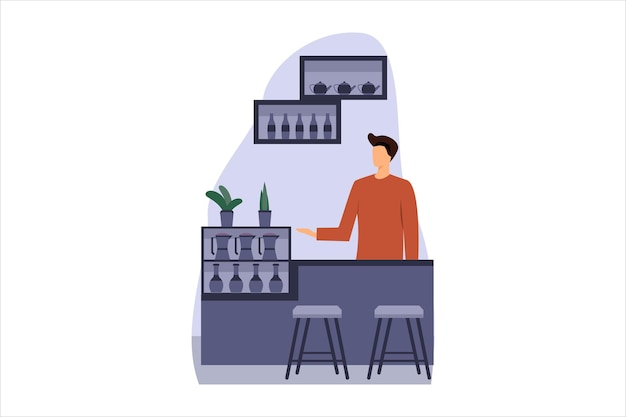 Coffee Shop Flat Design Illustration