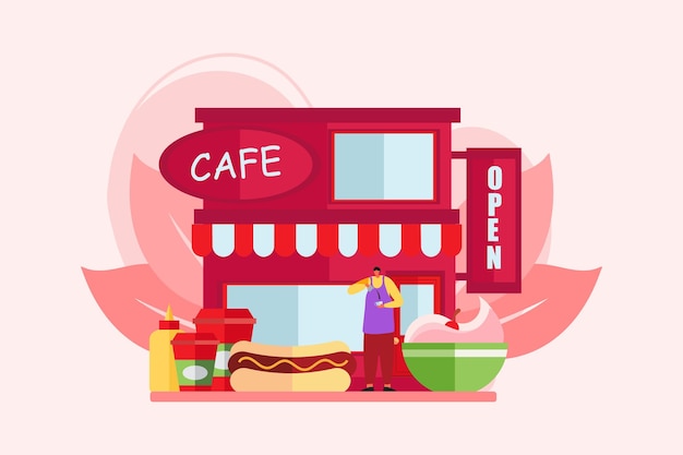 커피 플래트 일러스트레이션 디자인
