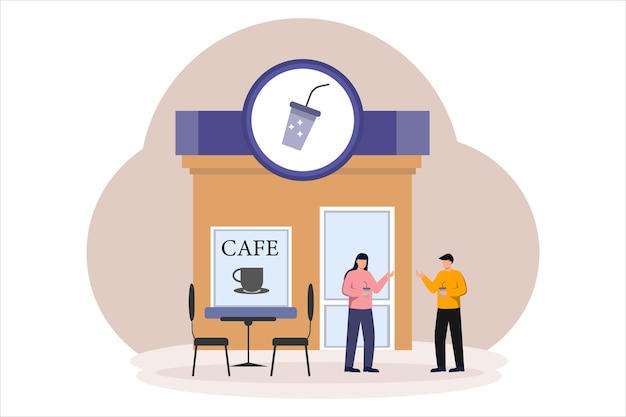 Иллюстрационный дизайн кофейного магазина