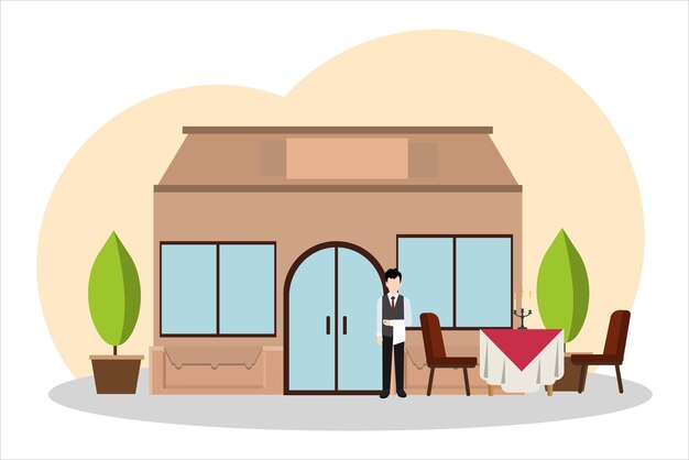 Vector coffee shop flat illustration design