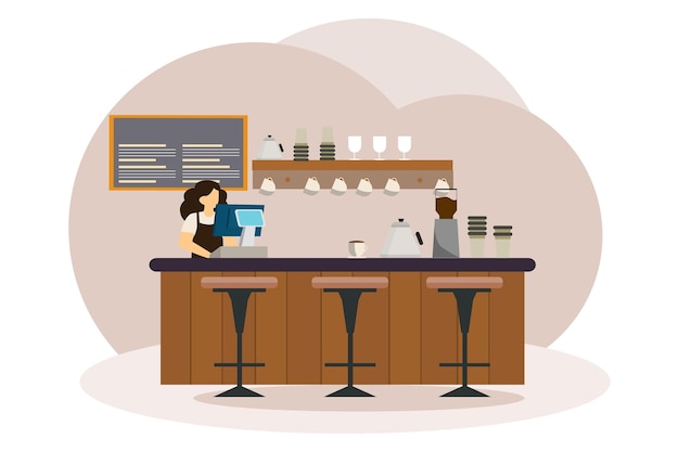 Coffee Shop Flat Illustration Design