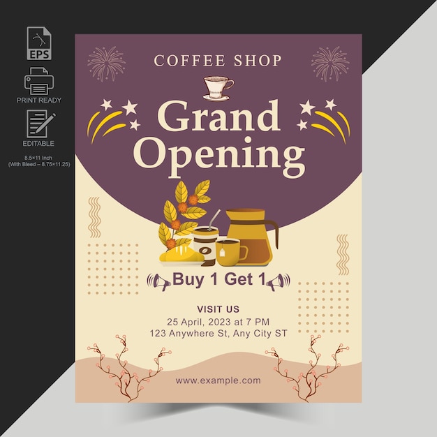 Vector coffee shop flyer design