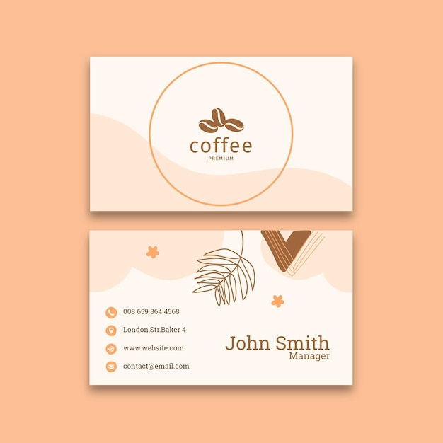 Vector coffee shop horizontal business card