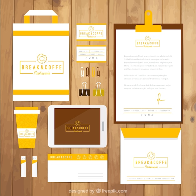 Coffee shop identity corporative in yellow color