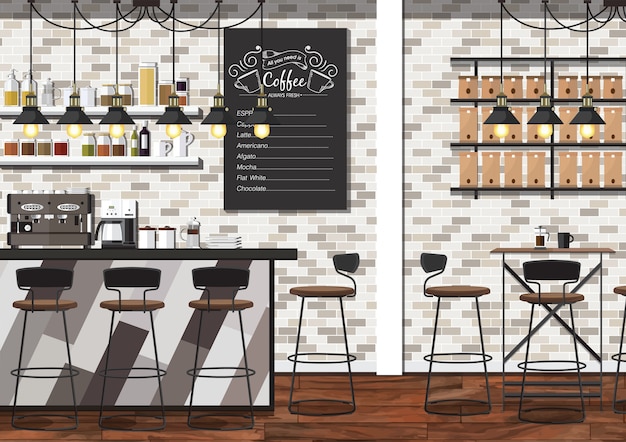 Coffee shop interior vector