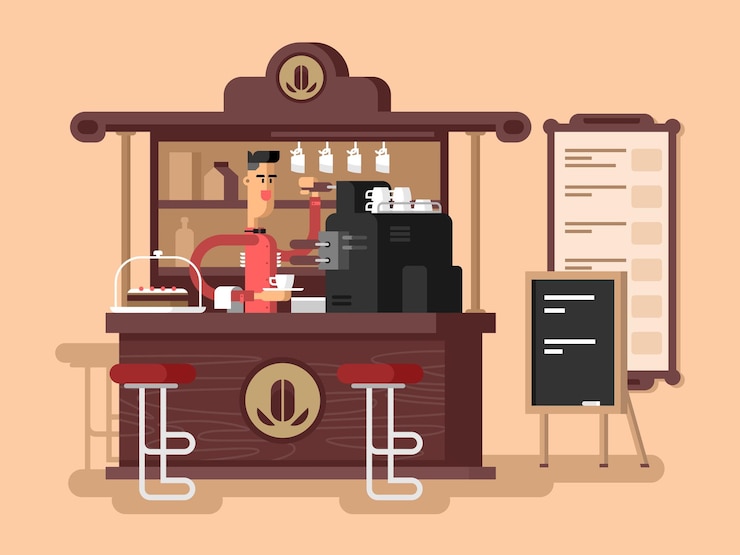 Vector coffee shop interior