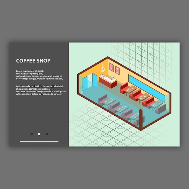 Coffee Shop isometric interior illustration