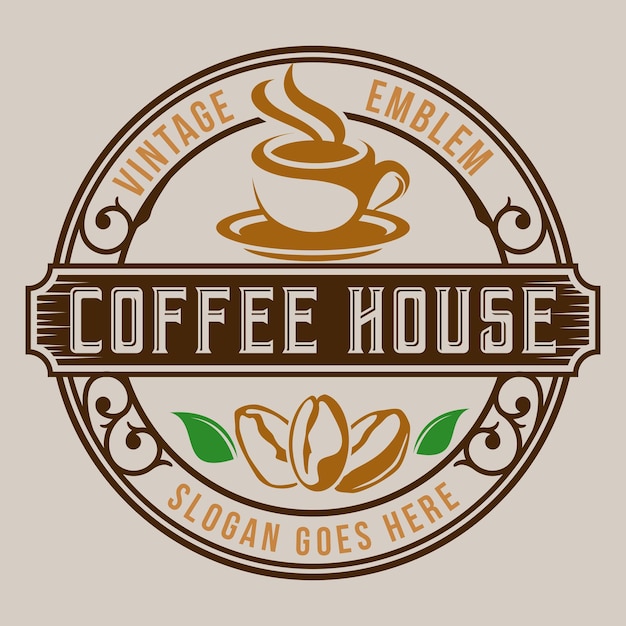 Vector coffee shop label logo coffee cup vintage template badge illustratie vector design