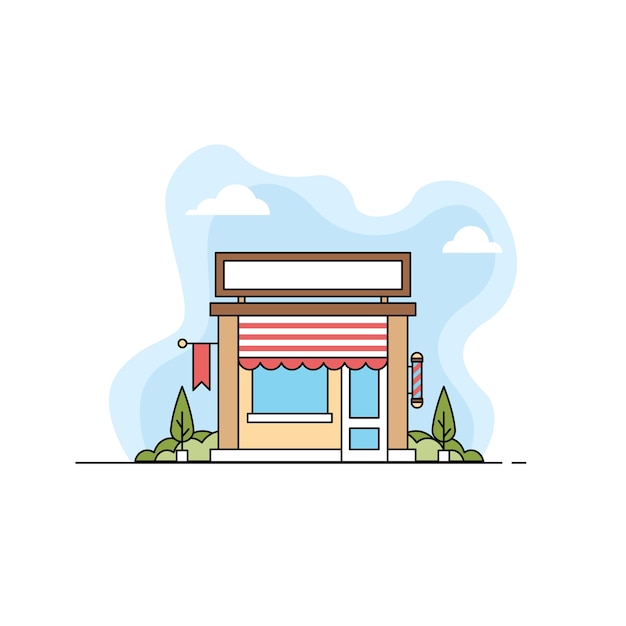 Vector coffee shop line illustration