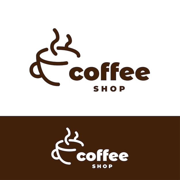 Coffee shop line logo design inspiration template vector with creative symbol simple modern cafetaria