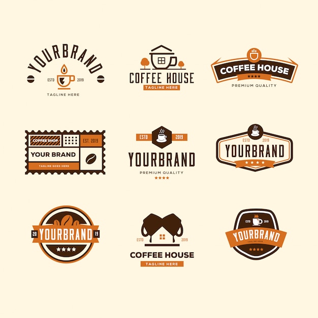 Кофейня логотип коллекция