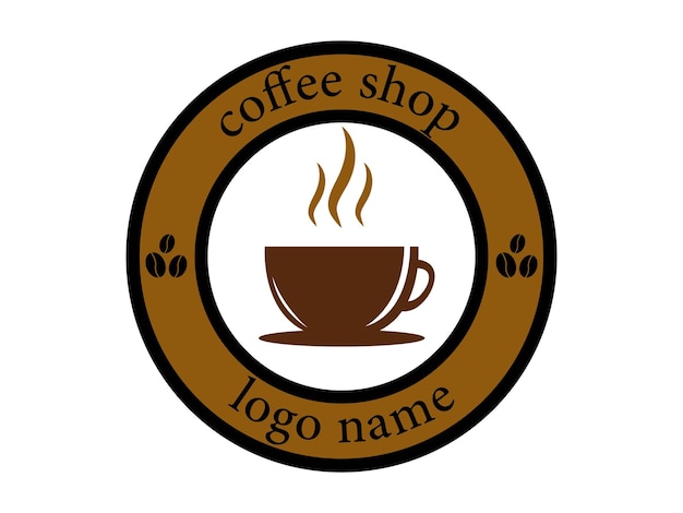 the coffee shop logo depicts a cup and coffee beans and looks a little smoky