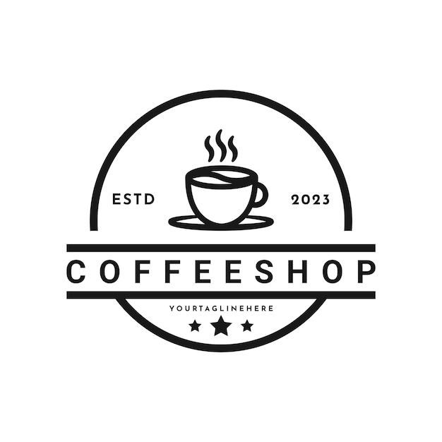 Шаблон логотипа кофейни Винтажная эмблема ретро-кофе
