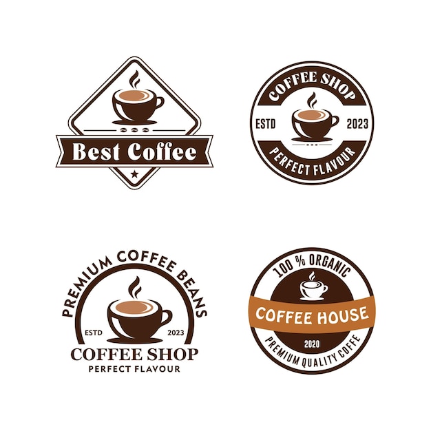 Coffee shop logo retro design collection