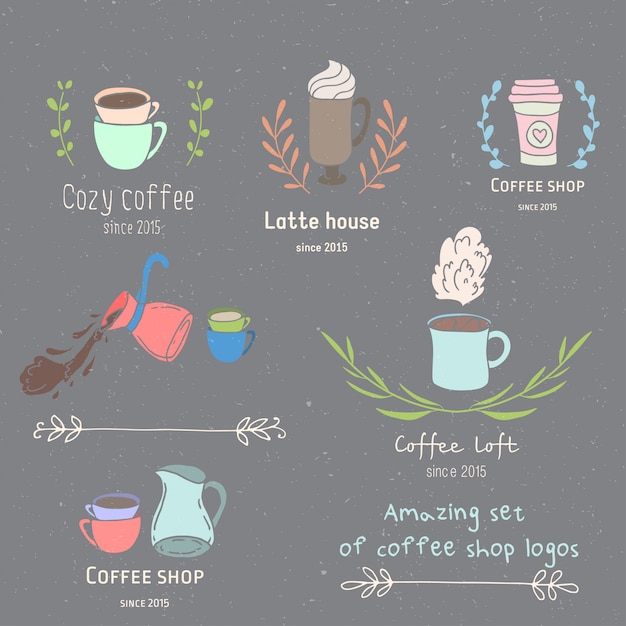 Vector coffee shop logo set