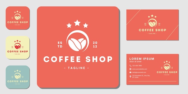 Кафе логотип шаблон иллюстрации дизайн вектор и визитная карточка