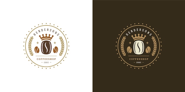 Insieme dell'illustrazione del modello di logo della caffetteria