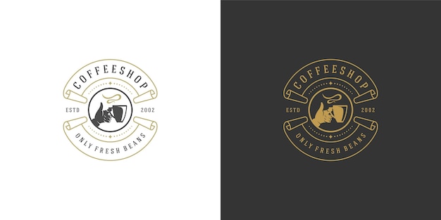 Набор иллюстраций шаблона логотипа кофейни