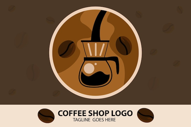 Disegno vettoriale del modello di logo della caffetteria