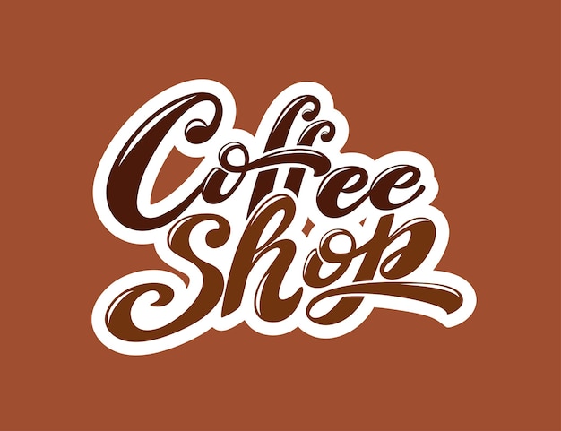 Vector coffee shop logo vector illustration of handwritten lettering elements for coffee shop market cafe design restaurant menu and shop